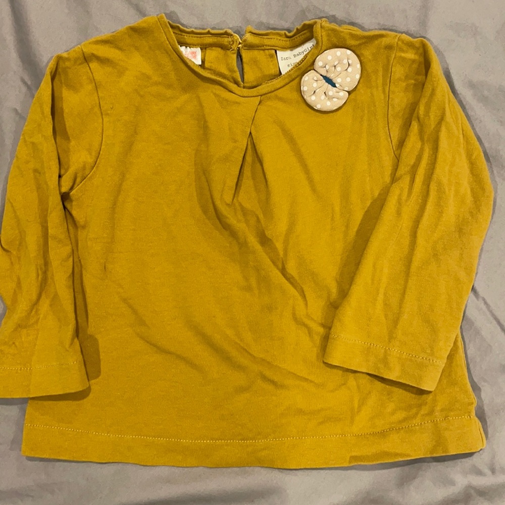 Zara girls top 6-9 months mustard long sleeve